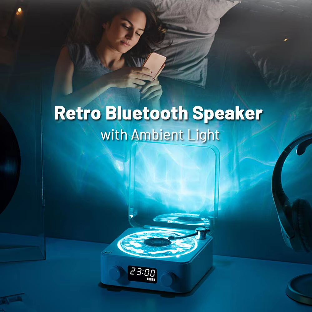 Portable Mini Retro Bluetooth Speaker with Subwoofer and RGB Light - Sleep Aid with TF Card Support