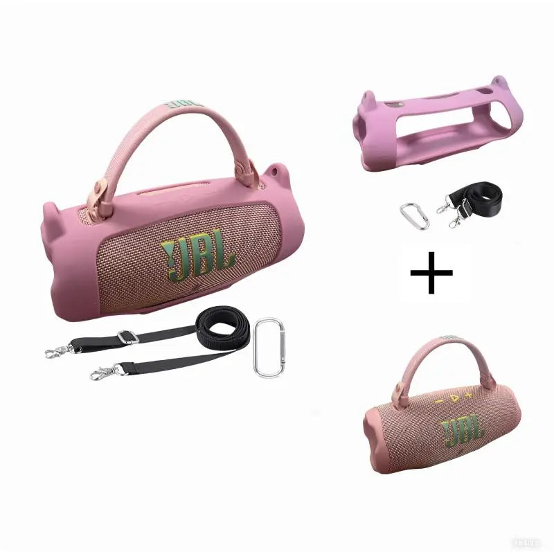 Fadaiqi Silicone Protective Case with Shoulder Strap for JBL Charge 6 Waterproof Portable Bluetooth Speaker - Soft, Drop-Proof Sleeve for Outdoor Party Use (Includes Case and Speaker)