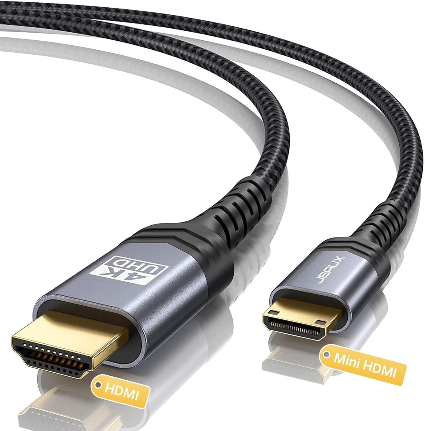 6FT Mini HDMI to HDMI Cable, High-Speed 4K 60Hz HDMI 2.0 with Aluminum Shell and Braided Design, Compatible with Cameras, Camcorders, Tablets, Graphics Cards, Laptops, and Raspberry Pi Zero W