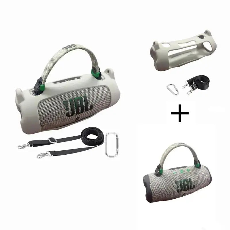 Fadaiqi Silicone Protective Case with Shoulder Strap for JBL Charge 6 Waterproof Portable Bluetooth Speaker - Soft, Drop-Proof Sleeve for Outdoor Party Use (Includes Case and Speaker)