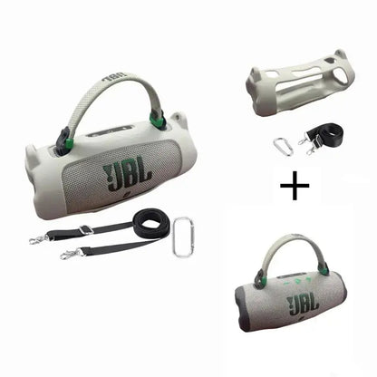 Fadaiqi Silicone Protective Case with Shoulder Strap for JBL Charge 6 Waterproof Portable Bluetooth Speaker - Soft, Drop-Proof Sleeve for Outdoor Party Use (Includes Case and Speaker)