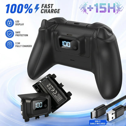 Tuodes 15-Hour Battery Pack for Xbox Series X Controller, 1200mAh Capacity with USB Cable for Enhanced Gaming Experience on Xbox Series S