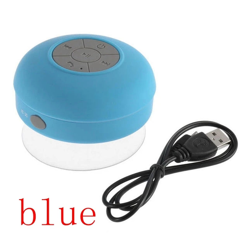 Compact Waterproof Bluetooth Speaker with Suction Cup and Hands-Free Microphone for Shower, Pool, Beach, and Car Use