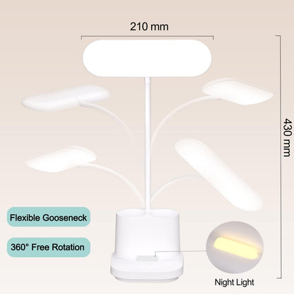 Rechargeable LED Desk Lamp with Touch Control, Stepless Dimming, 3 Color Modes, Pen Holder, and Night Light - Gooseneck Design for Home Office, Study, and Reading