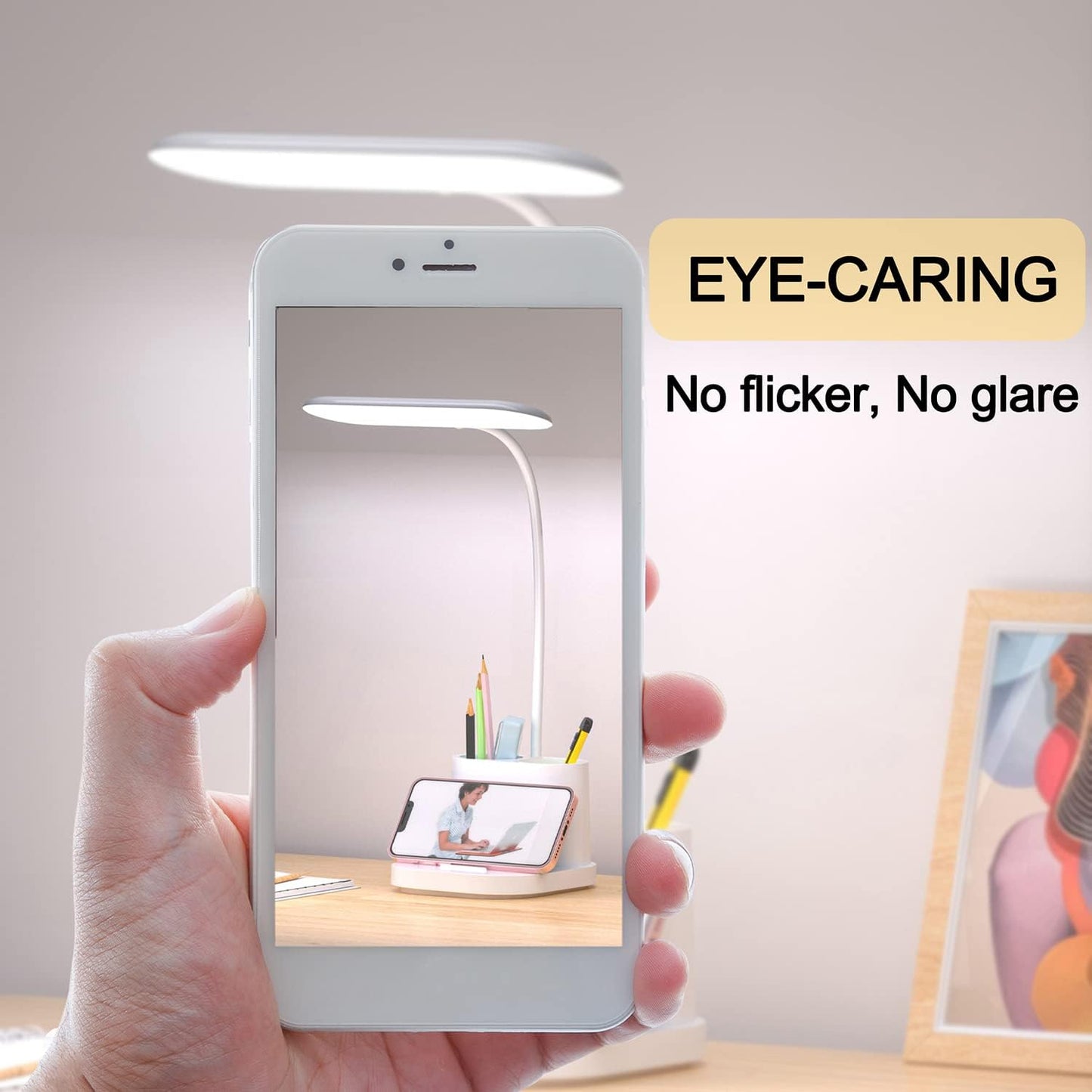 Rechargeable LED Desk Lamp with Touch Control, Stepless Dimming, 3 Color Modes, Pen Holder, and Night Light - Gooseneck Design for Home Office, Study, and Reading