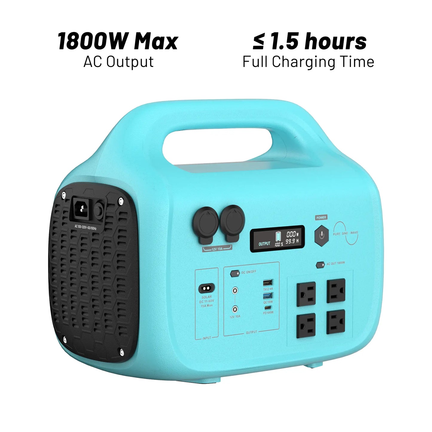 Tik Portable Power Bank - 1800W/1024Wh Lifepo4 Unit, 1.5H Fast Charging, UPS Function, 4X1800W AC/100W USB-C Output, Solar Energy Storage Power Supplies for Camping, RV Travel, Home Use (200W/400W Solar Panel Optional)