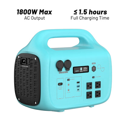 Tik Portable Power Bank - 1800W/1024Wh Lifepo4 Unit, 1.5H Fast Charging, UPS Function, 4X1800W AC/100W USB-C Output, Solar Energy Storage Power Supplies for Camping, RV Travel, Home Use (200W/400W Solar Panel Optional)