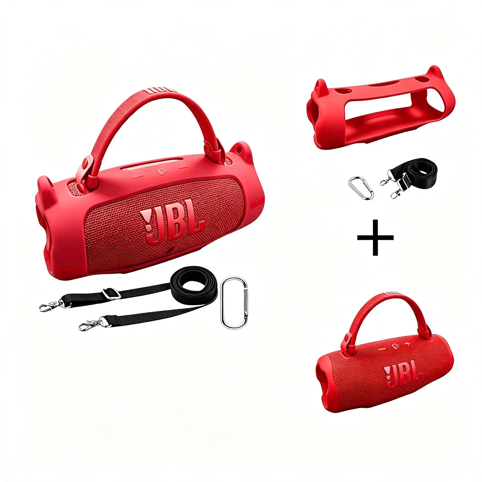 Fadaiqi Silicone Protective Case with Shoulder Strap for JBL Charge 6 Waterproof Portable Bluetooth Speaker - Soft, Drop-Proof Sleeve for Outdoor Party Use (Includes Case and Speaker)