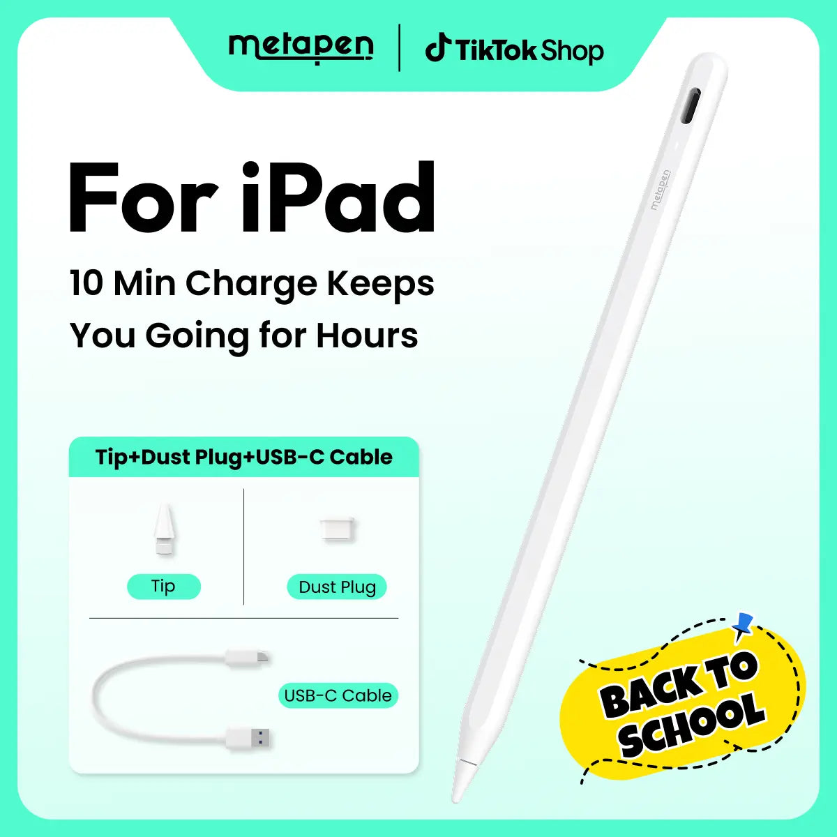 Metapen A8 Ipad Pencil for Apple Ipad 2018-2026, 4Min Fast Charge, Palm Rejection Stylus Pen for Ipad 11/10/9/8/7/6Th Gen, Ipad Accessories for Pro 12.9/11/13-Inch M4, Air 3/4/5/M2/M3, Mini 5/6Th