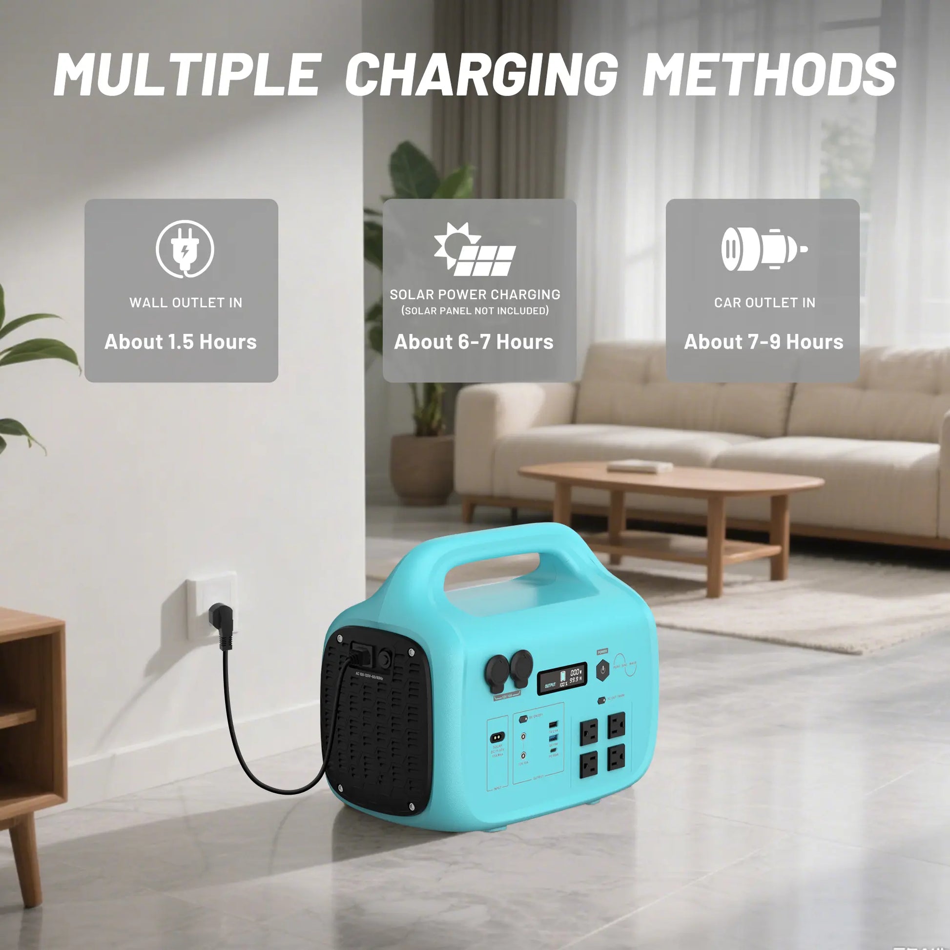 Tik Portable Power Bank - 1800W/1024Wh Lifepo4 Unit, 1.5H Fast Charging, UPS Function, 4X1800W AC/100W USB-C Output, Solar Energy Storage Power Supplies for Camping, RV Travel, Home Use (200W/400W Solar Panel Optional)