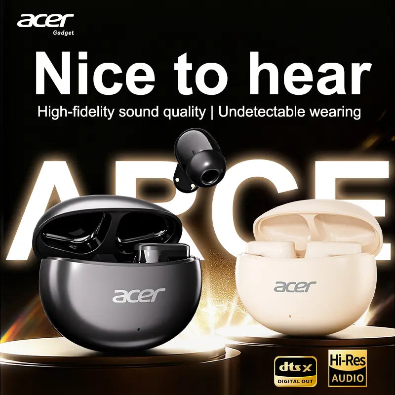 Acer OHR627 Electronic In-Ear Short-Stem Wireless Earbud - Bluetooth 5.4 Connection, ENC Noise Cancellation, 3D Surround Sound, Audio-Video Sync, Pure Vocal Mode, Long Standby, USB-C Fast Charging, Waterproof Comfort Fit