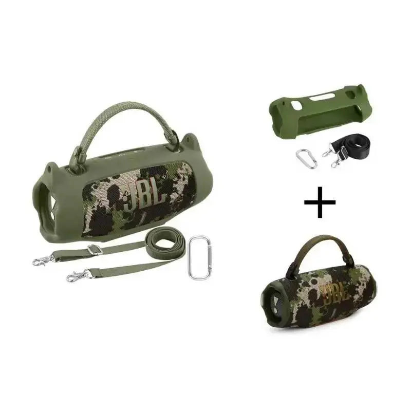 Fadaiqi Silicone Protective Case with Shoulder Strap for JBL Charge 6 Waterproof Portable Bluetooth Speaker - Soft, Drop-Proof Sleeve for Outdoor Party Use (Includes Case and Speaker)