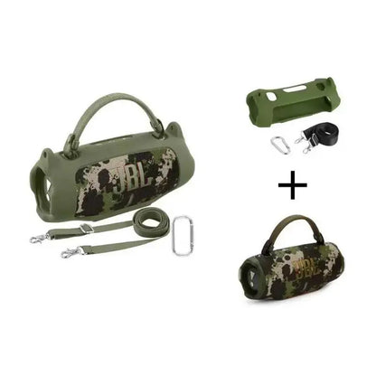Fadaiqi Silicone Protective Case with Shoulder Strap for JBL Charge 6 Waterproof Portable Bluetooth Speaker - Soft, Drop-Proof Sleeve for Outdoor Party Use (Includes Case and Speaker)