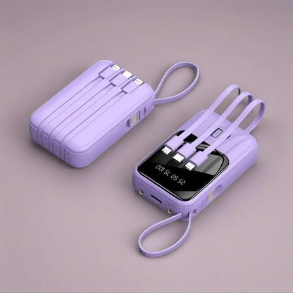 20000Mah Portable Power Bank (Portable Charger) with Built-In 4 Retractable Cables, LED Digital Display, Dual USB Output, LED Light Flashlight, Lanyard, Micro Plug for Mobile Devices, Iphone, Android Smartphones & Electronics (Device Protection Included)