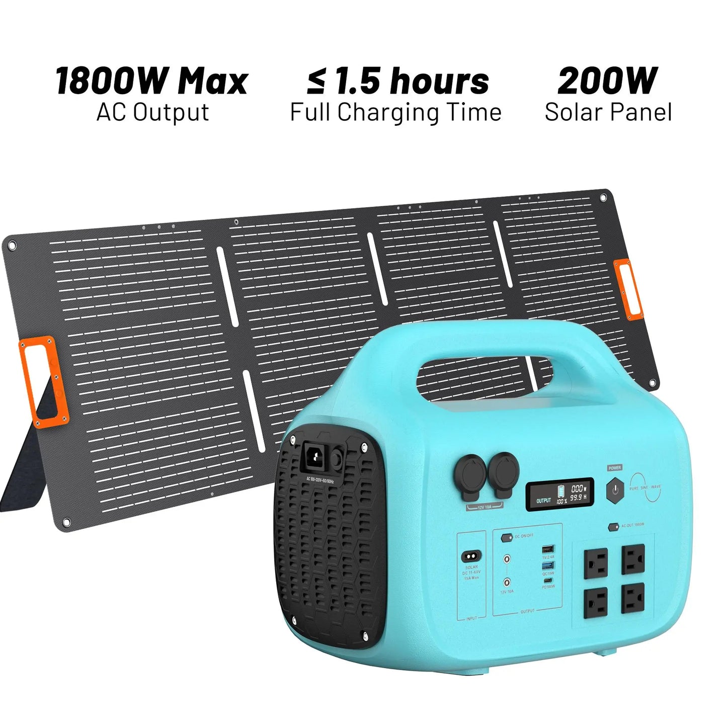 Tik Portable Power Bank - 1800W/1024Wh Lifepo4 Unit, 1.5H Fast Charging, UPS Function, 4X1800W AC/100W USB-C Output, Solar Energy Storage Power Supplies for Camping, RV Travel, Home Use (200W/400W Solar Panel Optional)