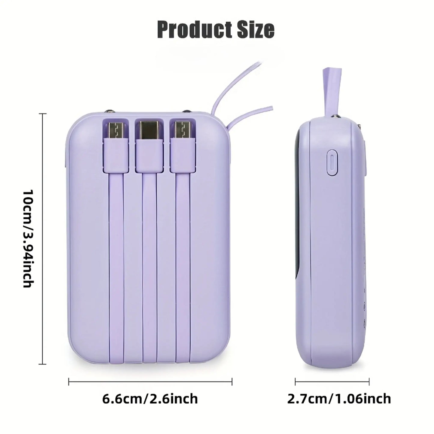 20000Mah Portable Power Bank (Portable Charger) with Built-In 4 Retractable Cables, LED Digital Display, Dual USB Output, LED Light Flashlight, Lanyard, Micro Plug for Mobile Devices, Iphone, Android Smartphones & Electronics (Device Protection Included)