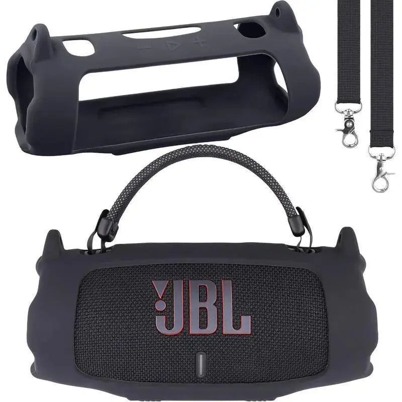 Fadaiqi Silicone Protective Case with Shoulder Strap for JBL Charge 6 Waterproof Portable Bluetooth Speaker - Soft, Drop-Proof Sleeve for Outdoor Party Use (Includes Case and Speaker)