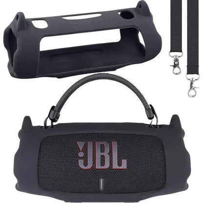 Fadaiqi Silicone Protective Case with Shoulder Strap for JBL Charge 6 Waterproof Portable Bluetooth Speaker - Soft, Drop-Proof Sleeve for Outdoor Party Use (Includes Case and Speaker)