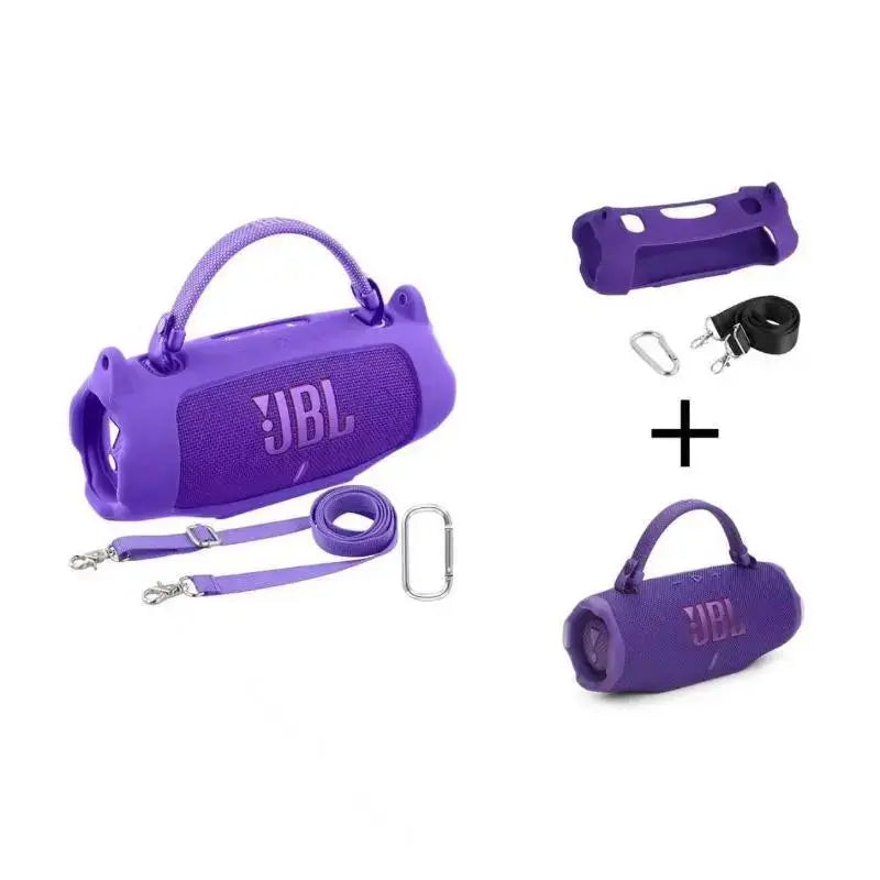 Fadaiqi Silicone Protective Case with Shoulder Strap for JBL Charge 6 Waterproof Portable Bluetooth Speaker - Soft, Drop-Proof Sleeve for Outdoor Party Use (Includes Case and Speaker)