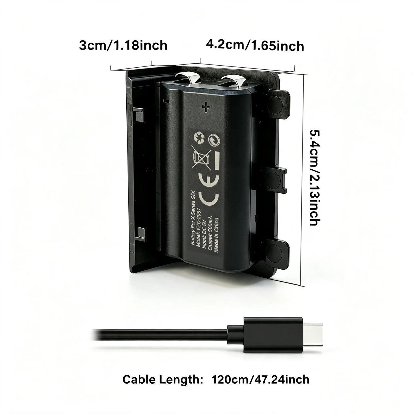 Tuodes 15-Hour Battery Pack for Xbox Series X Controller, 1200mAh Capacity with USB Cable for Enhanced Gaming Experience on Xbox Series S