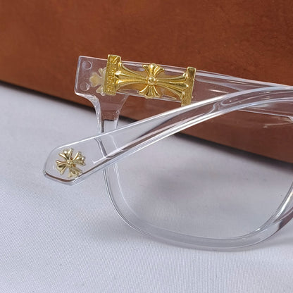 Unisex Metal Frame Blue Light Blocking Glasses - Flat Lenses, Trendy Square Shape, Casual Versatile, Black-Gold, Party Gift for Adults' Daily Wear