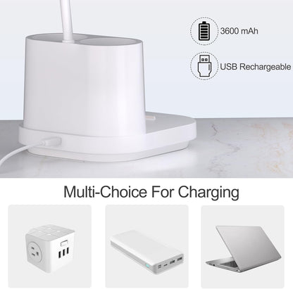 Rechargeable LED Desk Lamp with Touch Control, Stepless Dimming, 3 Color Modes, Pen Holder, and Night Light - Gooseneck Design for Home Office, Study, and Reading